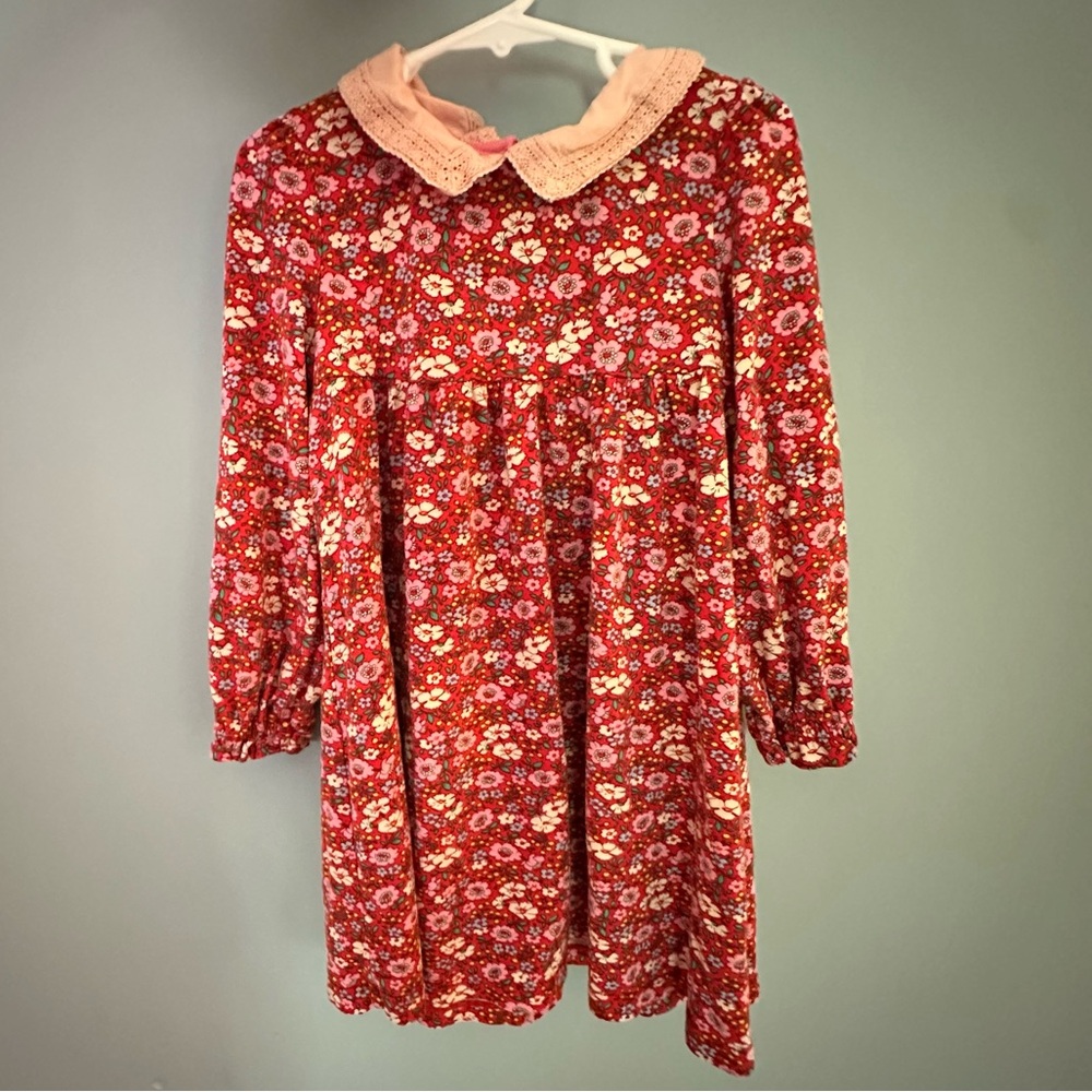 Mini Boden Floral Dress with Pink Accents